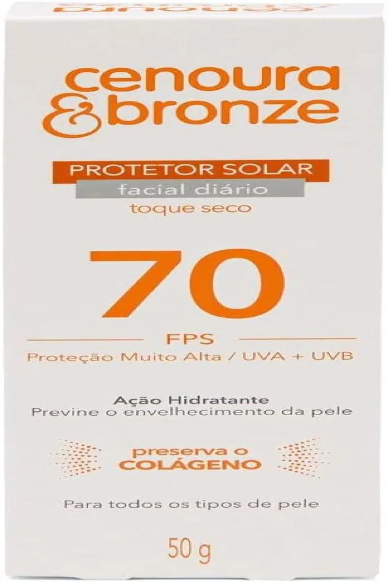 PROTETOR SOLAR FACIAL CENOURA E BRONZE FPS 70 50G
