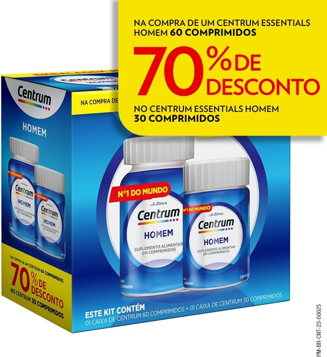 KIT POLIVITAMíNICO CENTRUM ESSENTIALS HOMEM DE A A ZINCO 60 + 30 COMPRIMIDOS
