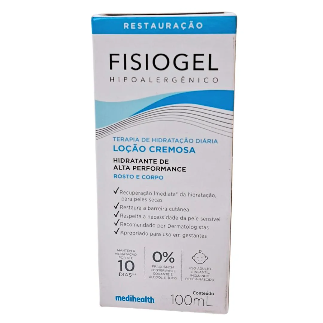 FISIOGEL LOçãO CREMOSA HIDRATANTE ALTA PERFORMANCE ROSTO E CORPO 100ML
