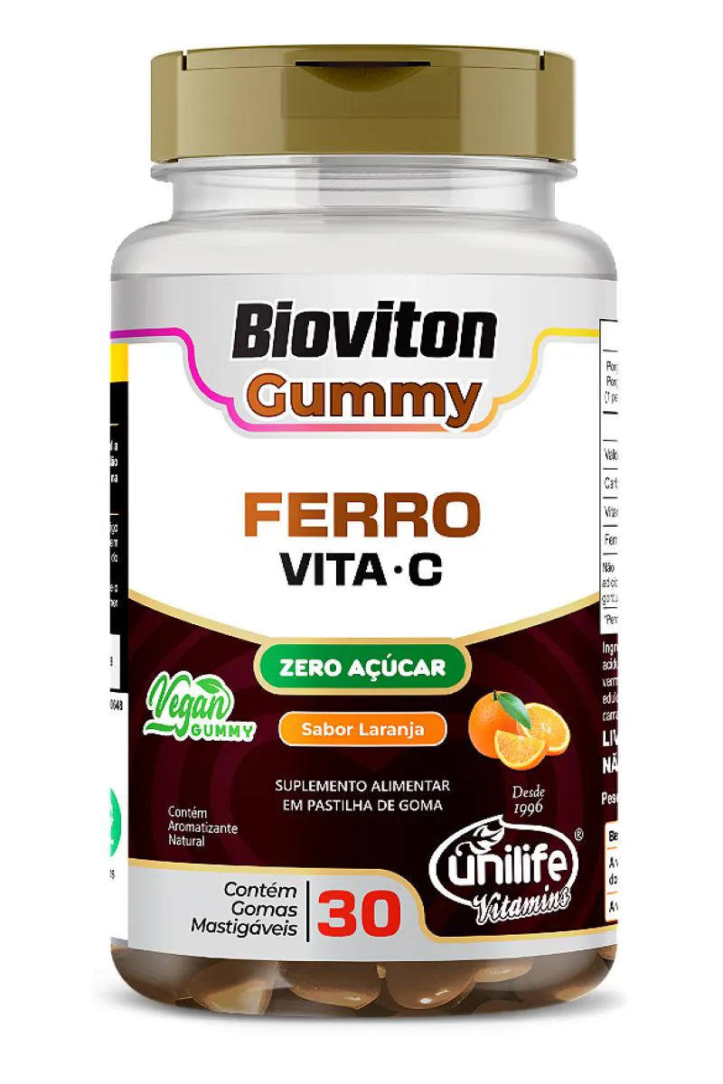 FERRO  + VIT C BIOVITON - SABOR LARANJA - 30 GOMAS MASTIGáVEIS