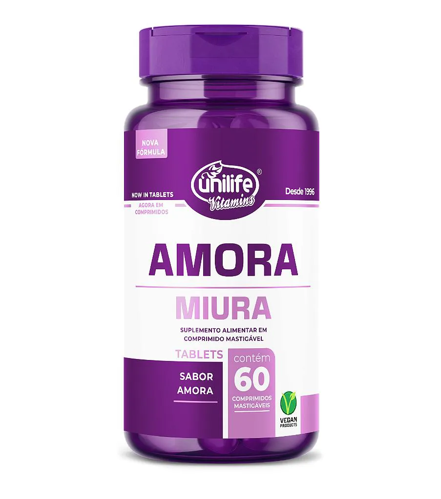 AMORA MASTIGáVEL + VITAMINAS E, D E B12- 60 COMPRIMíDOS **LANÇAMENTO
