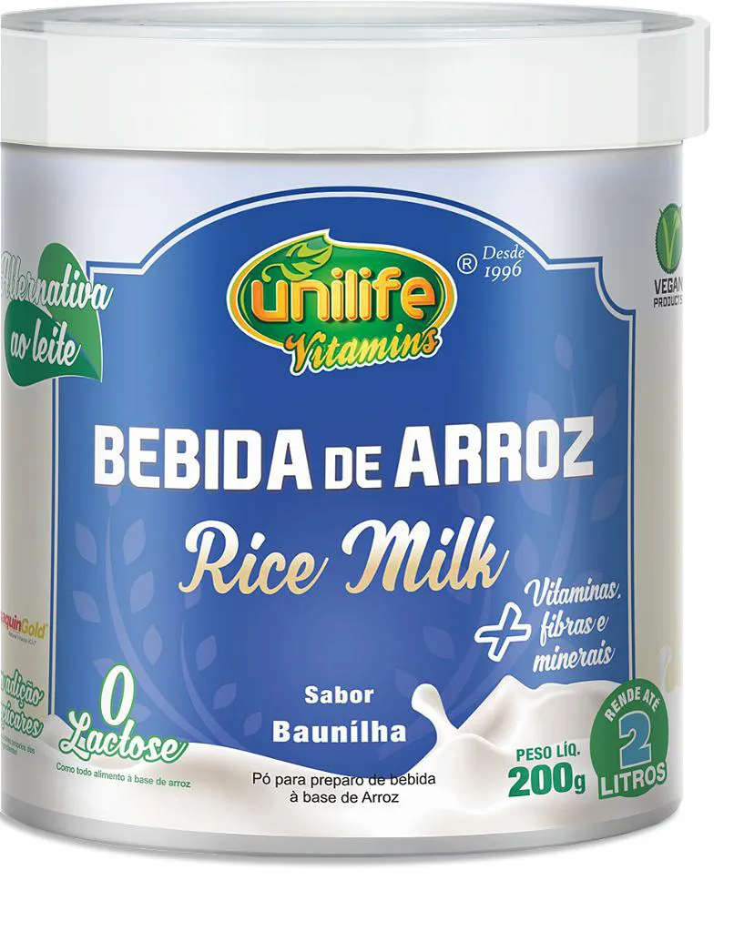 BEBIDA DE ARROZ - SEM LACTOSE - SABOR BAUNILHA 200 GR