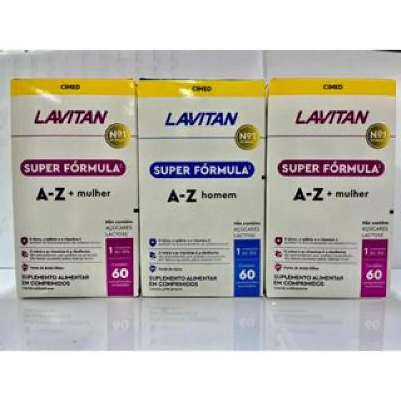 KIT LAVITAN 2CX LAVITAN A-Z MULHER 60CPS + 1CX LAVITAN A-Z HOMEM 60CPS