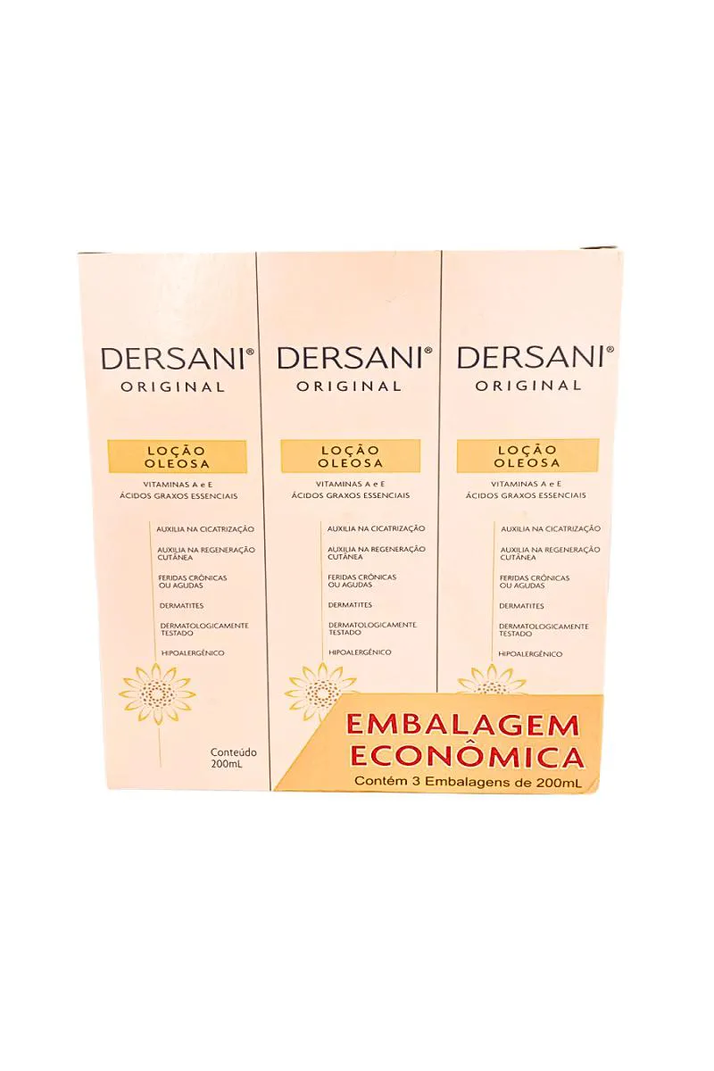 DERSANI LOçãO OLEOSA VITAMINA A E E ORIGINAL 200ML - CONTÉM 3 EMBALAGENS DE 200ML