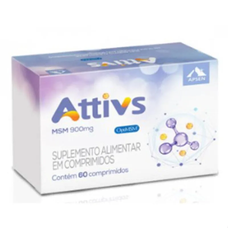 ATTIVS SUPLEMENTO DE MSM ENXOFRE ORGâNICO E ANTI-OXIDANTE NATURAL C/60 CPRS