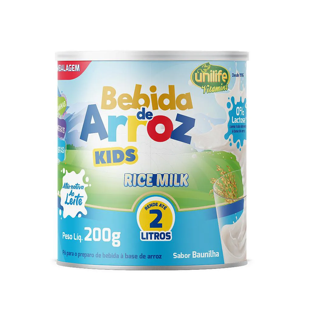 BEBIDA DE ARROZ KIDS SUPRAMIL -SEM LACTOSE- SABOR BAUNILHA 200 GR