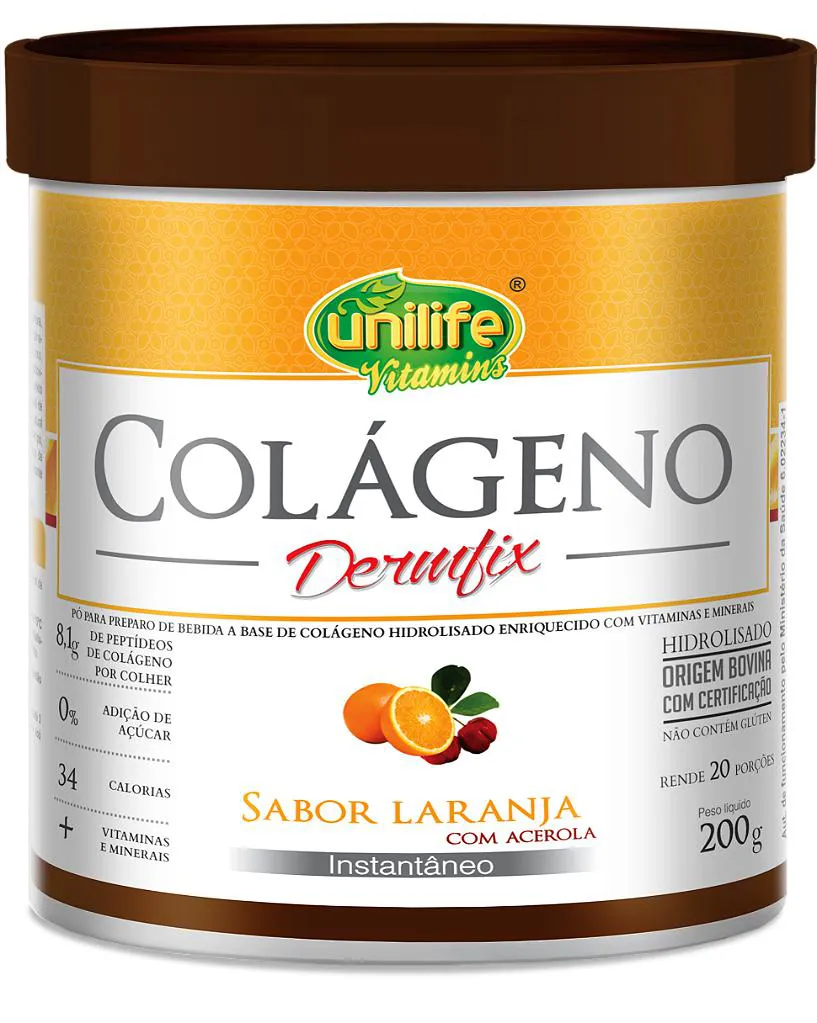 COLáGENO HIDROLISADO EM Pó - DERMFIX - SABOR LARANJA COM ACEROLA