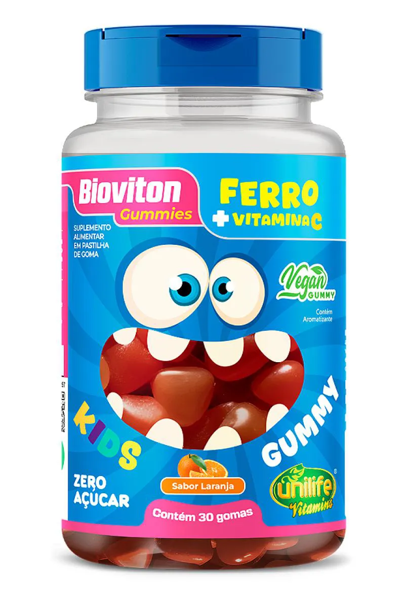 FERRO  + VIT C BIOVITON - SABOR LARANJA - KIDS - 30 GOMAS MASTIGáVEIS