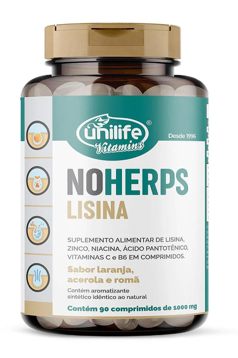 NOHERPS - LISINA - SABOR LARANJA E ACEROLA - 90 COMPRIMIDOS