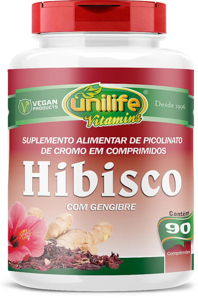 HIBISCO COM GENGIBRE E PICOLINATO DE CROMO - 90 COMPRIMIDOS