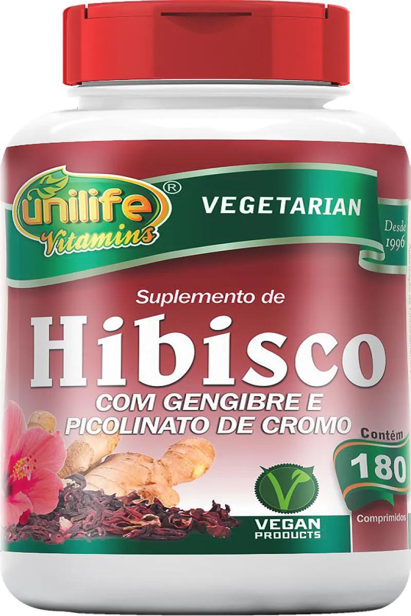 HIBISCO COM GENGIBRE E PICOLINATO DE CROMO - 180 COMPRIMIDOS