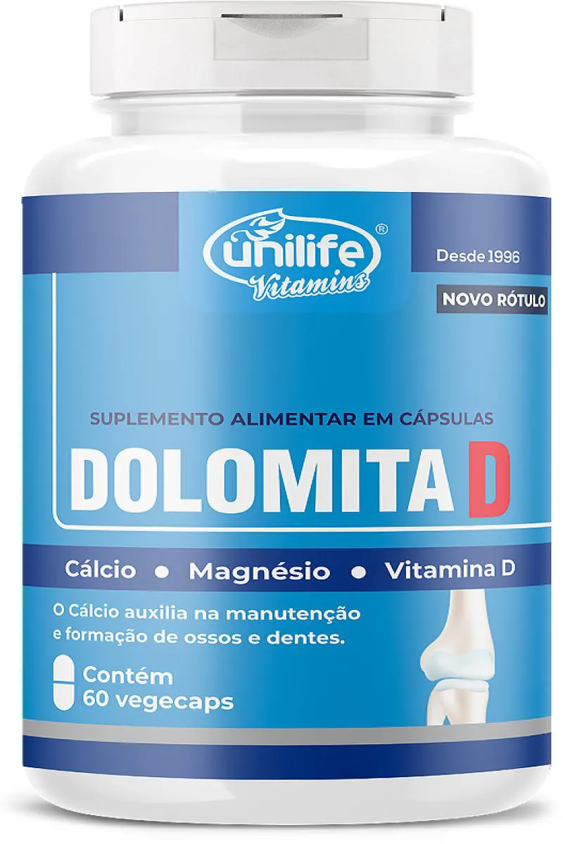 DOLOMITA D - CáLCIO, MAGNéSIO E VITAMINA D - 60 CáPS