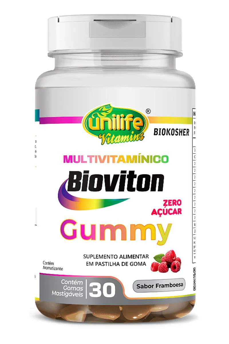 MULTIVITAMíNICO BIOVITON - SABOR FRANBOESA - 30 GOMAS MASTIGáVEIS