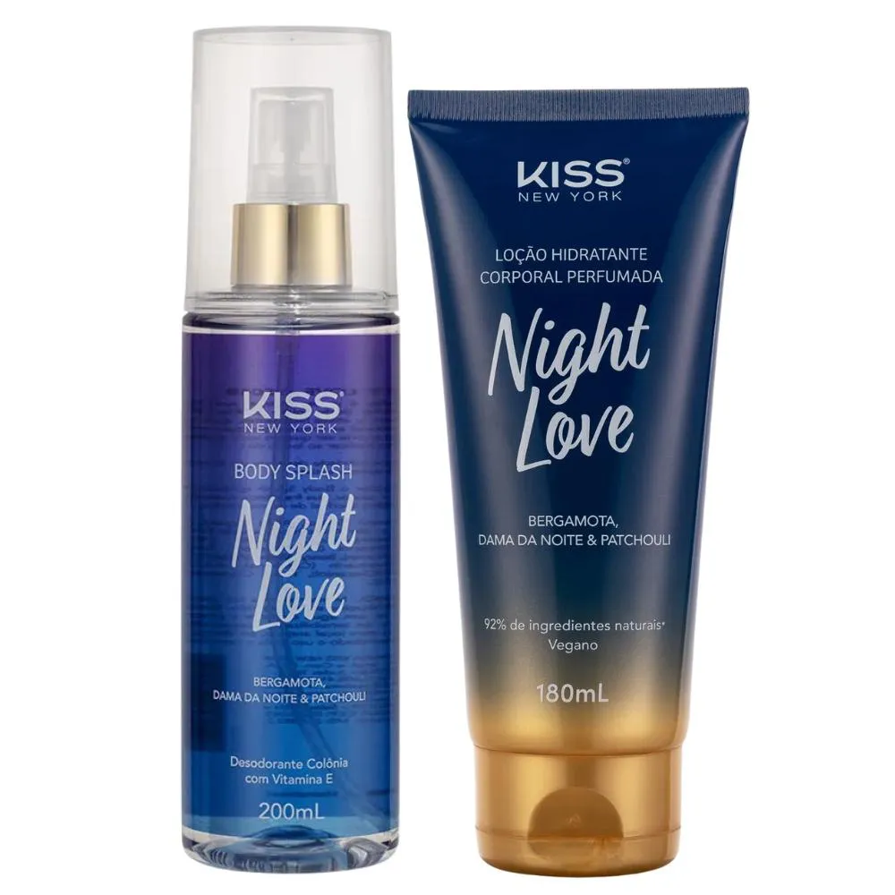 KIT BODY SPLASH + LOçãO HIDRATANTE NIGHT LOVE KISS NEW YORK