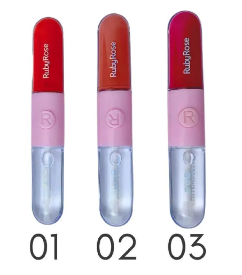 BATOM E GLOSS LIQUIDO DUO RUBY ROSE D10