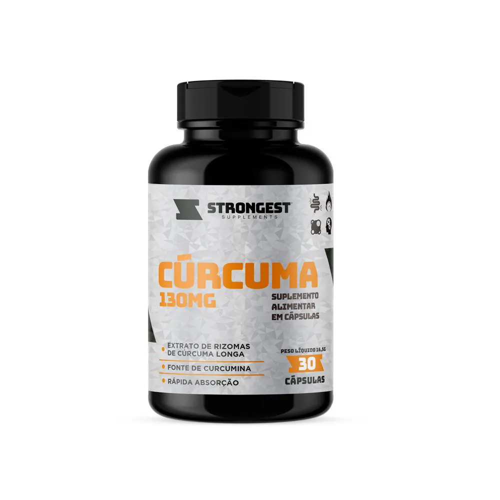 SUPLEMENTO CúRCUMA 130MG 30 CáPSULAS STRONGEST SEM Sabor