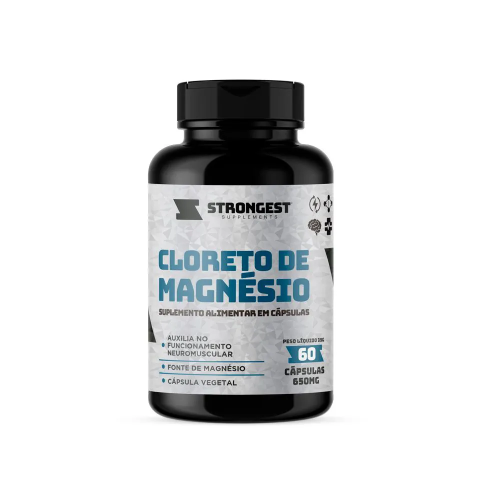 SUPLEMENTO CLORETO DE MAGNéSIO 60 CáPSULAS STRONGEST SEM Sabor
