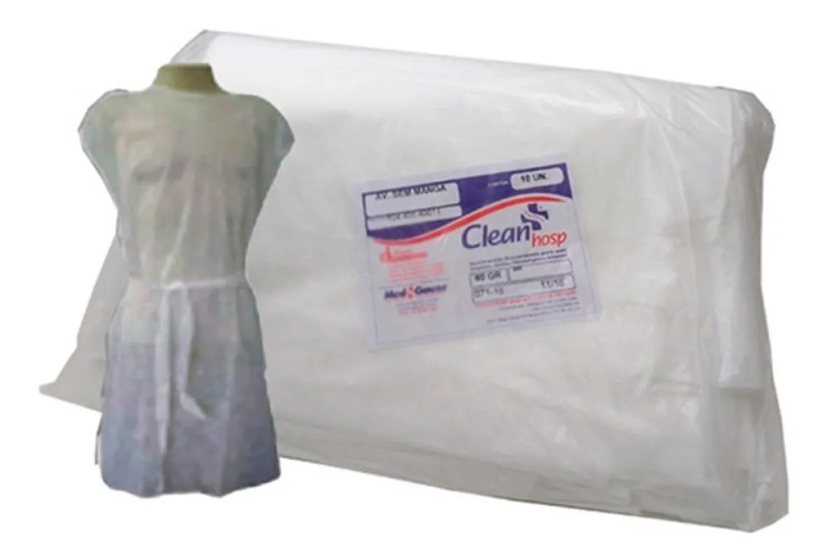 AVENTAL DESCARTAVEL MANGA CURTA 20G C/10UN CLEAN