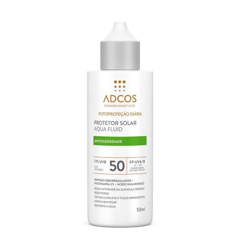 PROTETOR SOLAR FACIAL ADCOS AQUA FLUID FPS50 INCOLOR 40ML