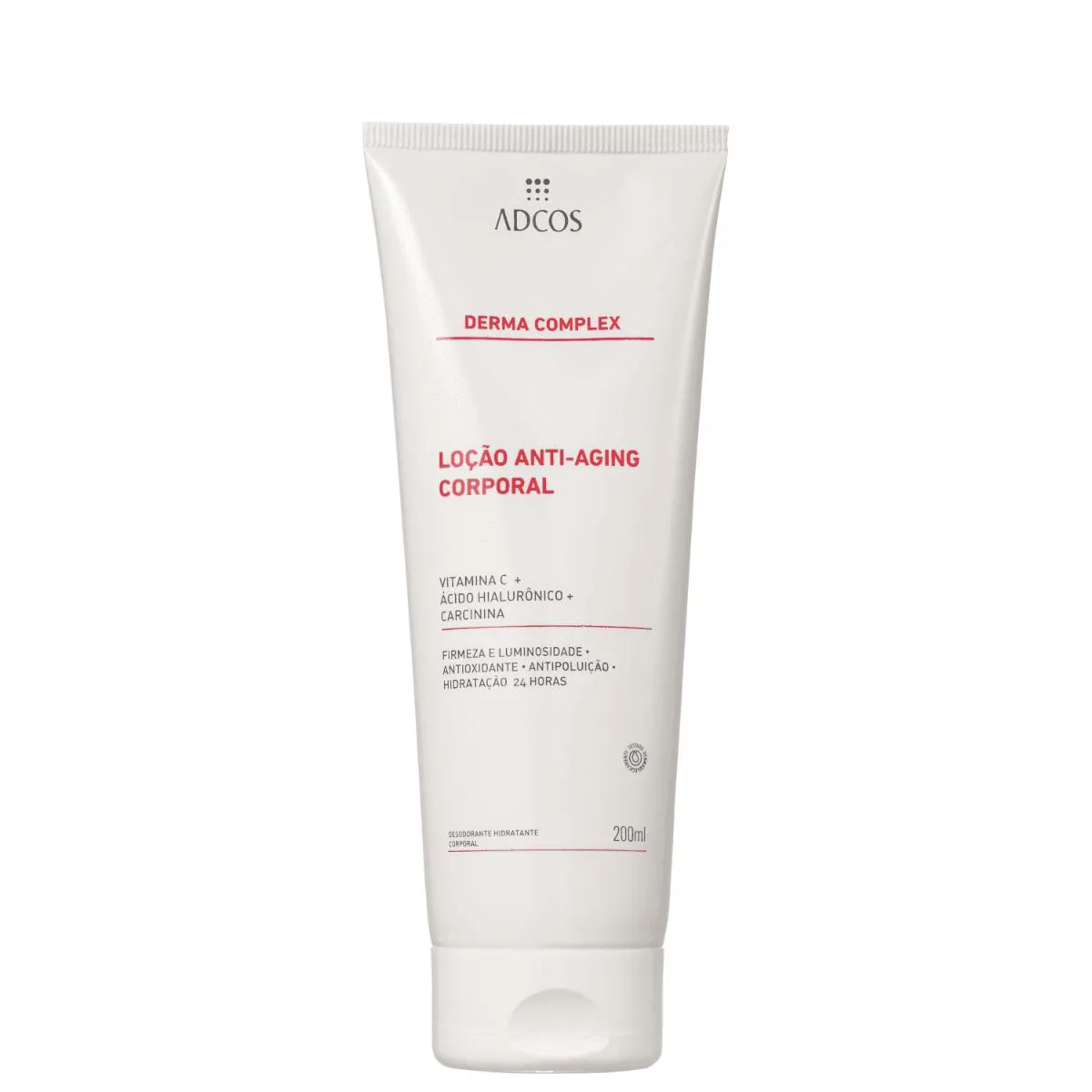 LOÇÃO CORPORAL ADCOS DERMA COMPLEX ANTI-AGING VITAMINA C E ÁCIDO HIALURÔNICO COM 200ML