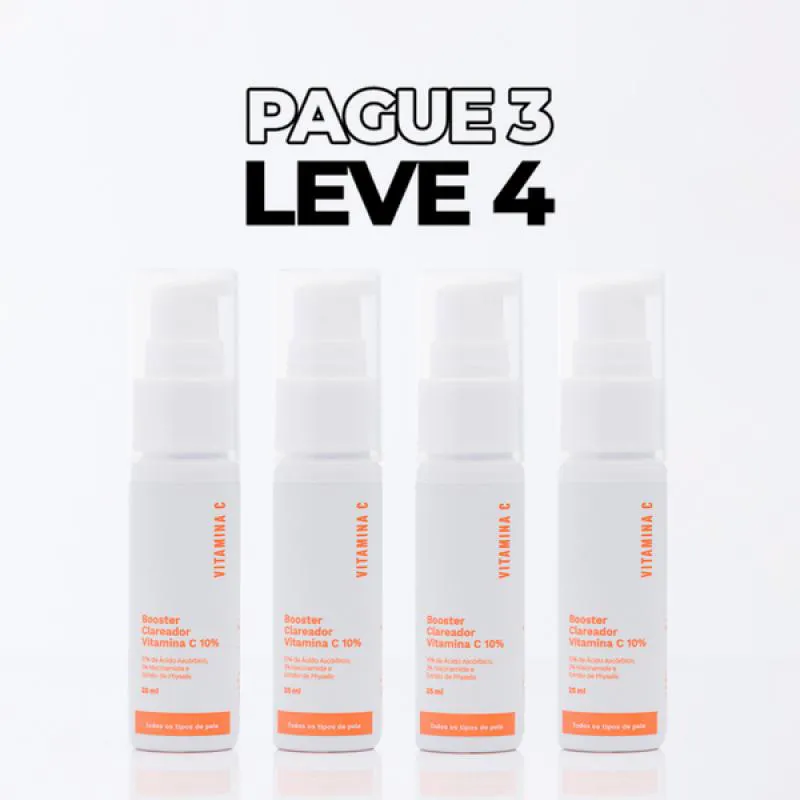 KIT PAGUE 3 LEVE 4 BOOSTER CLAREADOR VITAMINAC C 10% MIZZ
