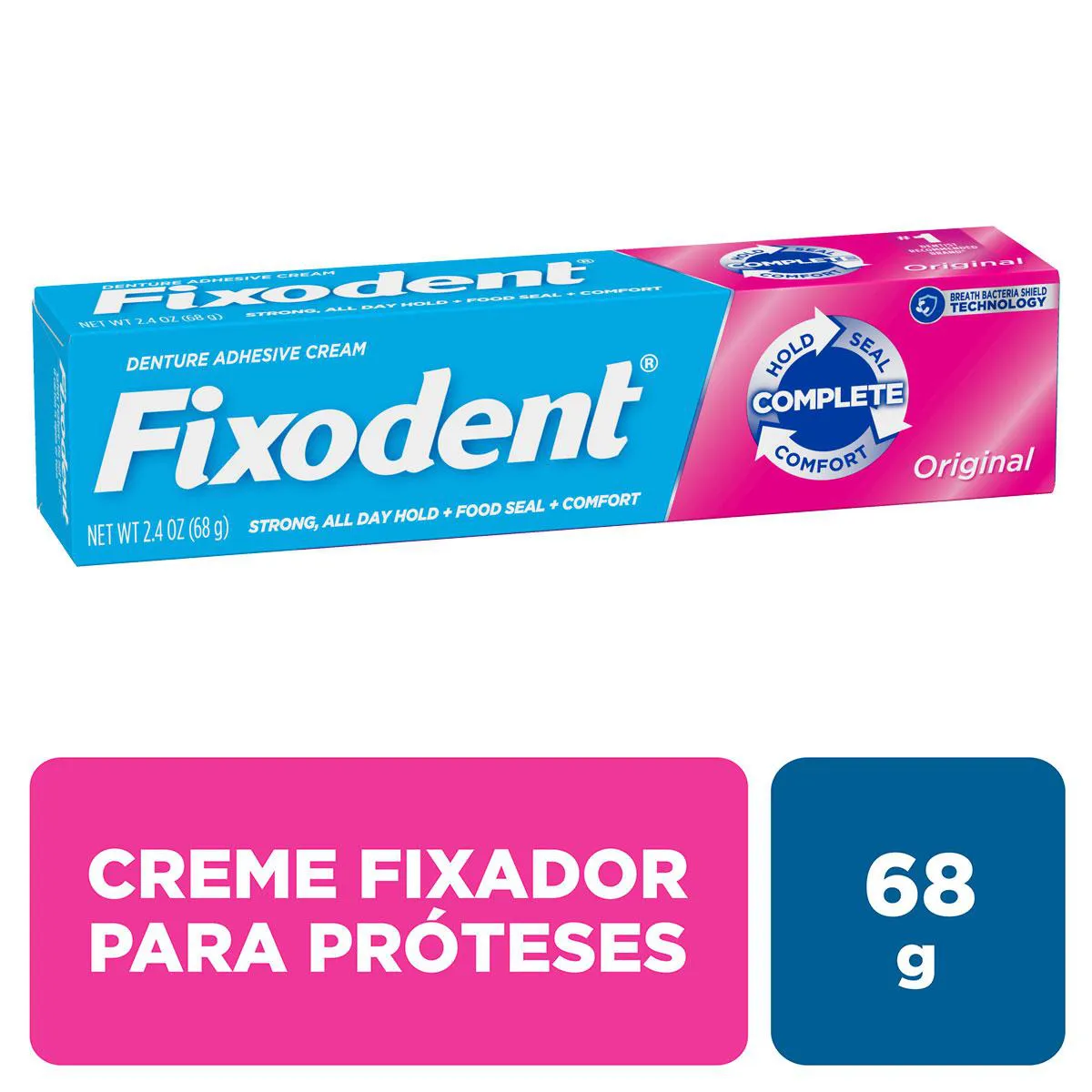 Creme Fixador de Dentadura Fixodent Original com 68g