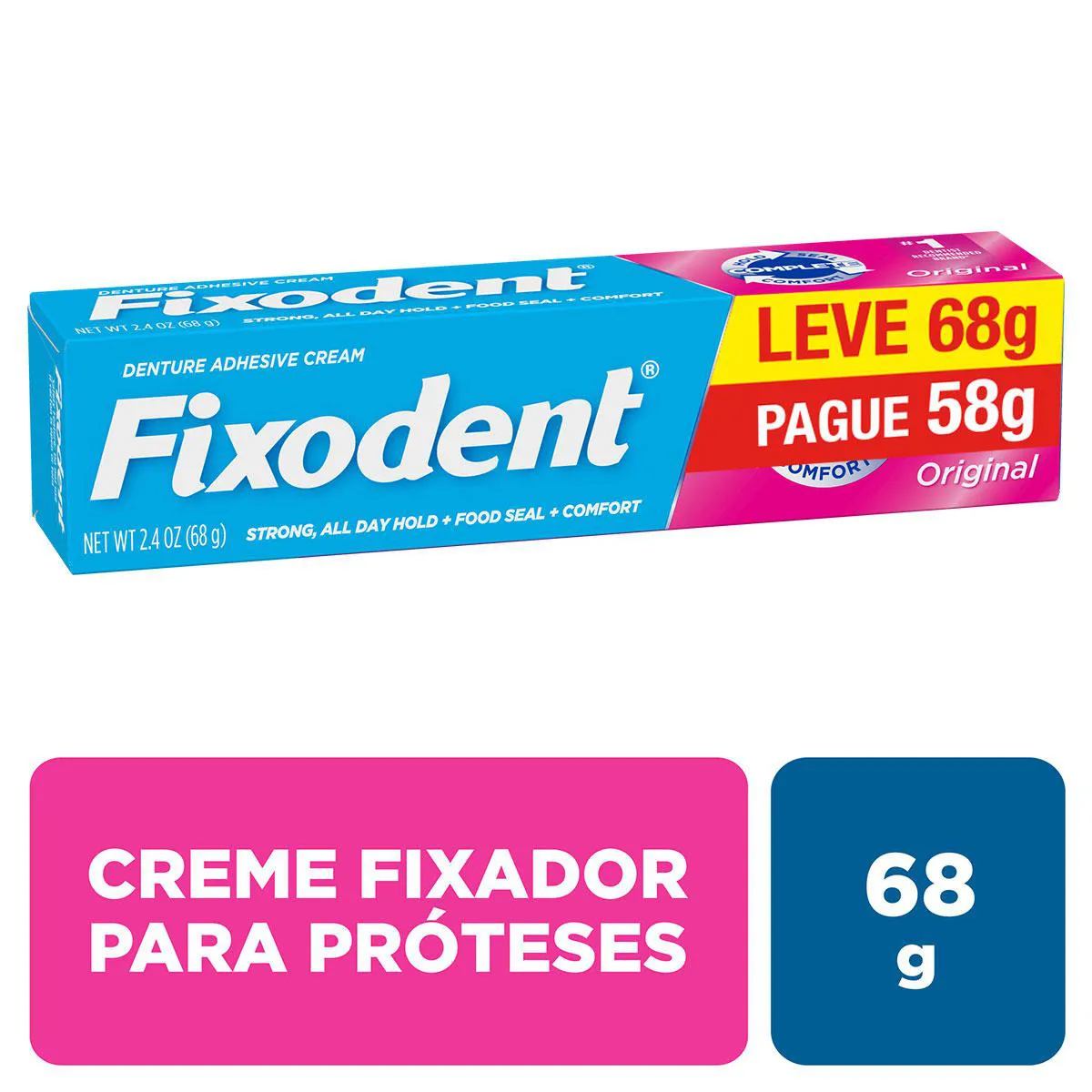 Creme Fixador de Dentadura Fixodent Original 68g