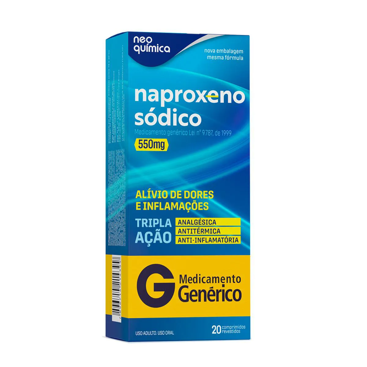 Naproxeno Sódico 550mg 20 comprimidos Neo Química Genérico