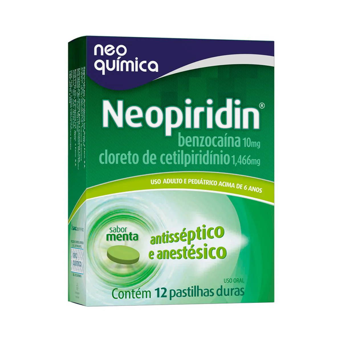 Pastilha Neopiridin Sabor Menta 12 unidades