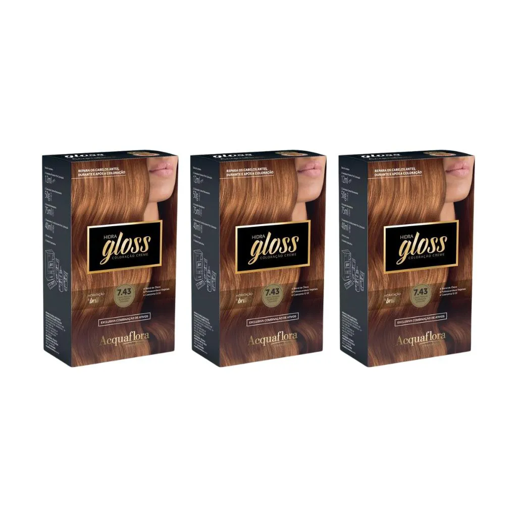COLORAçAO ACQUAFLORA HIDRA GLOSS 7.43 LR NAT ACOB DOUR-3UN