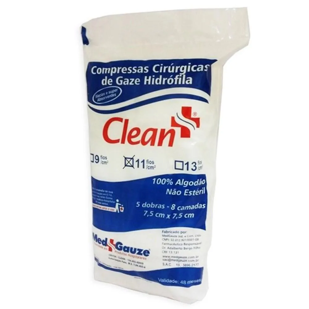 COMPRESSA GAZE 13 FIOS PACOTE 215G CLEAN