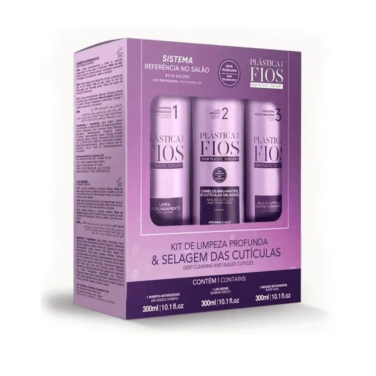 CADIVEU PLáSTICA DOS FIOS SELAGEM DAS CUTíCULAS KIT 3X300ML