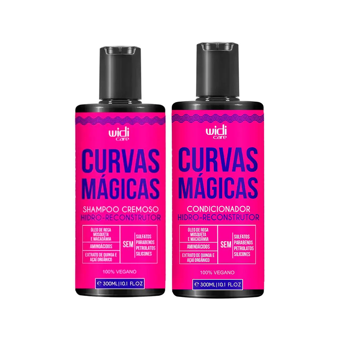 KIT CURVAS MáGICAS SHAMPOO 300ML E CONDICIONADOR 300ML - WIDI CARE