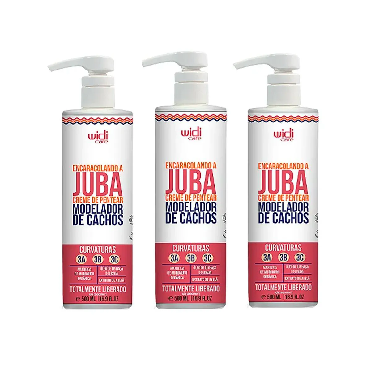 KIT 3 ENCARACOLANDO A JUBA CREME DE PENTEAR 500ML - WIDI CARE