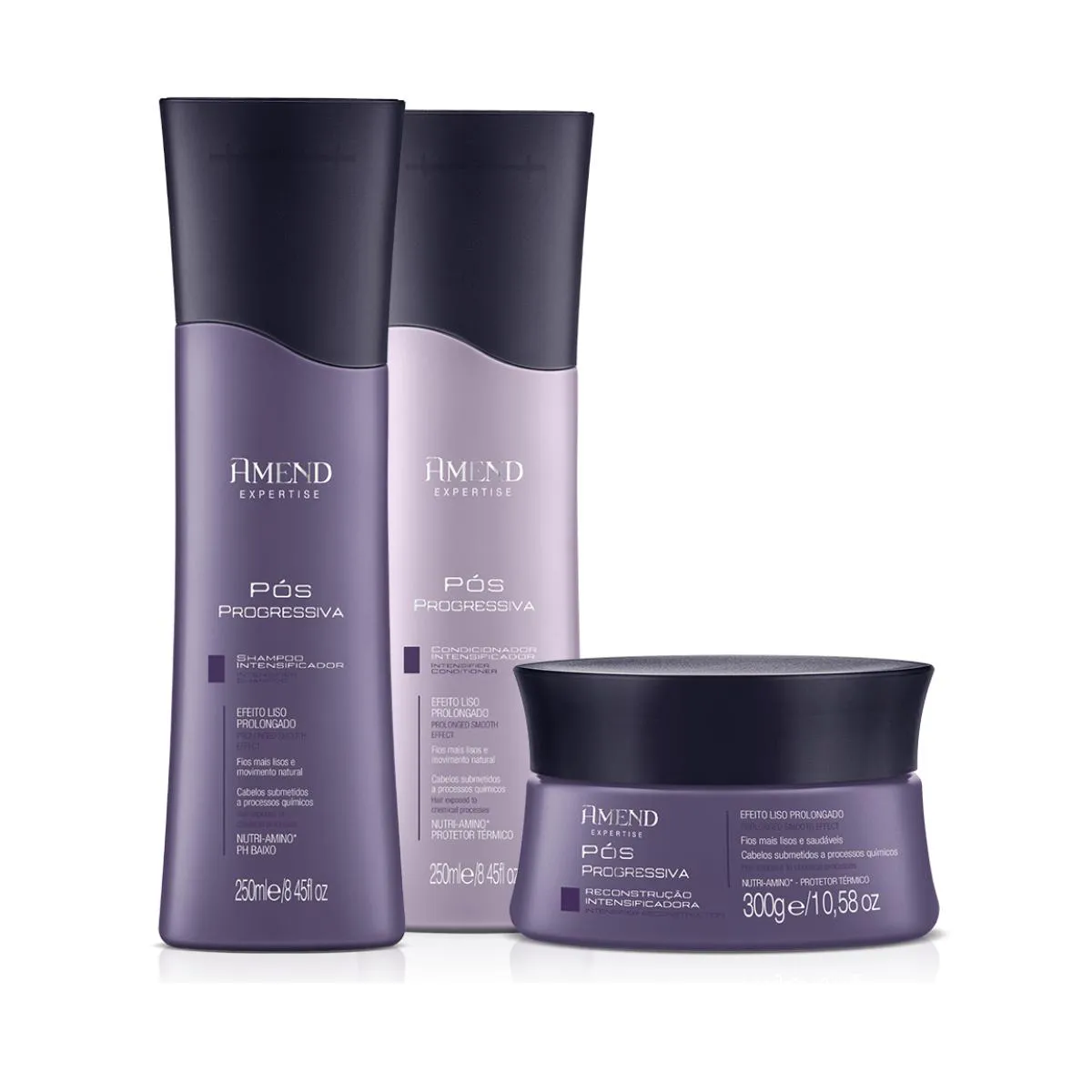 KIT SHAMPOO, CONDICIONADOR E MáSCARA EXPERTISE PóS PROGRESSIVA - AMEND