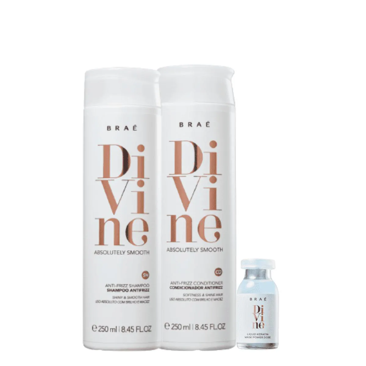KIT SHAMPOO, CONDICIONADOR 250ML E AMPOLA DIVINE - BRAé