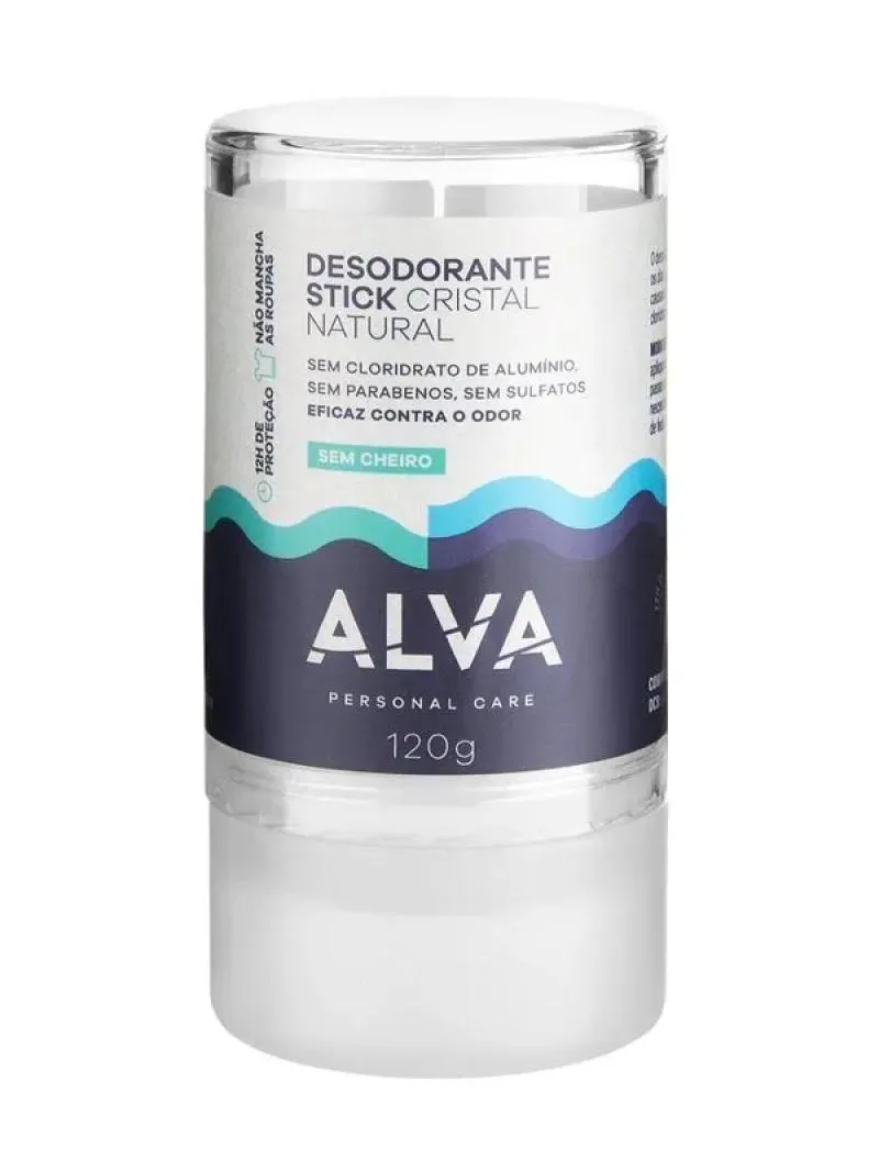 ALVA DESODORANTE CRISTAL STICK 120G DESODORANTE EM PEDRA ANTIALERGICO