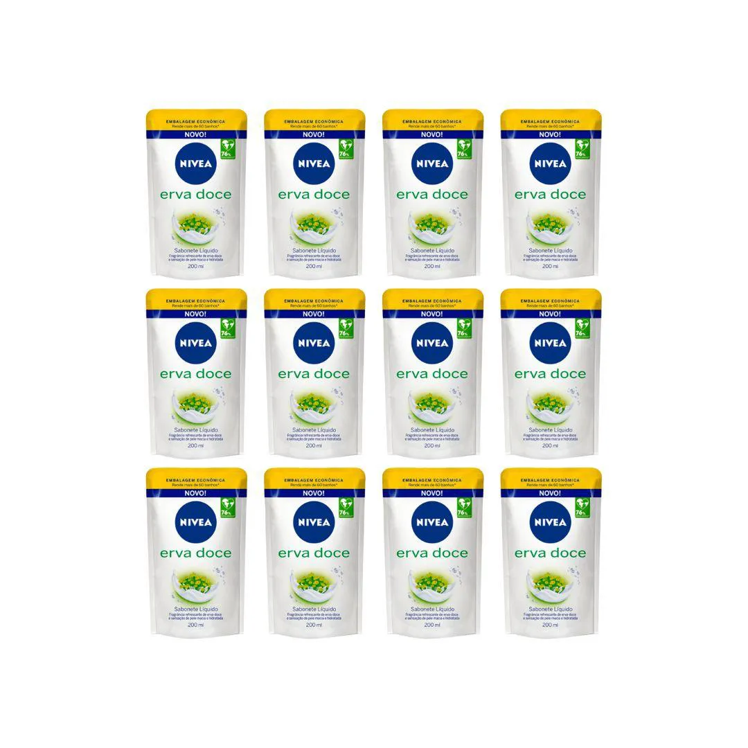 SABONETE LIQUIDO NIVEA REFIL 200ML ERVA DOCE - KIT  C/12UN