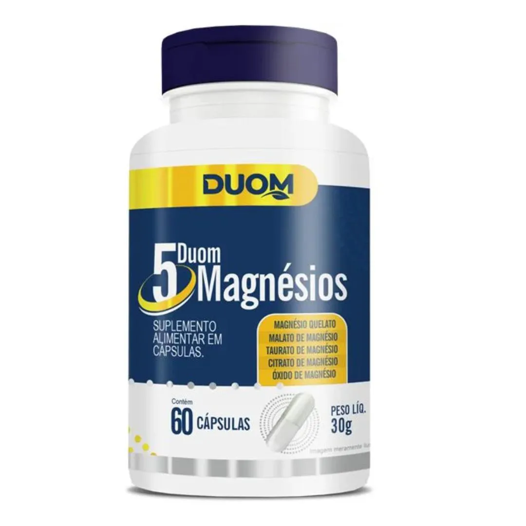 SUPLEMENTO ALIMENTAR MAGNéSIO 5 TIPOS COM 60 CAPS – DUOM