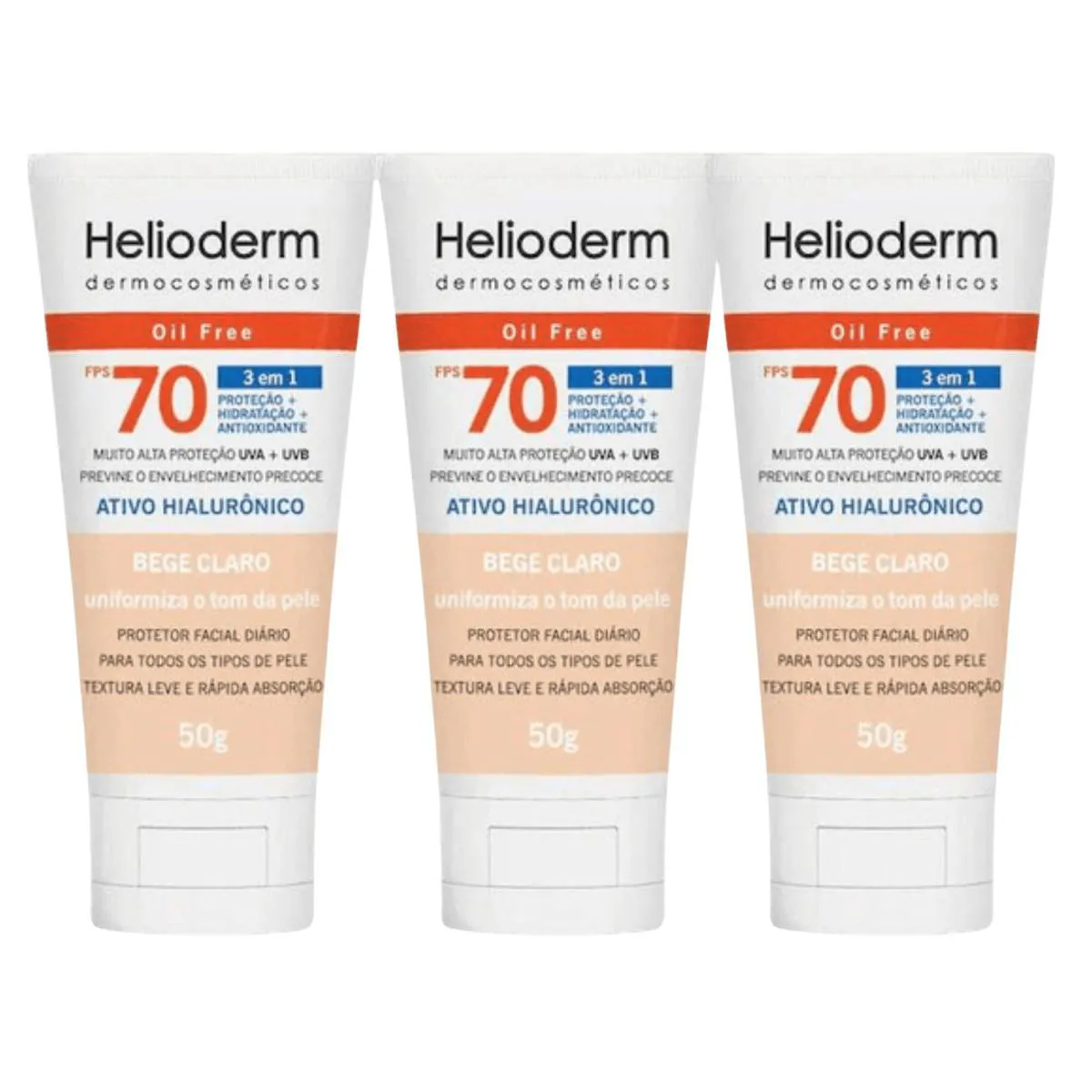 KIT C3 PROTETOR SOLAR COM COR FACIAL BEGE CLARO – HELIODERM