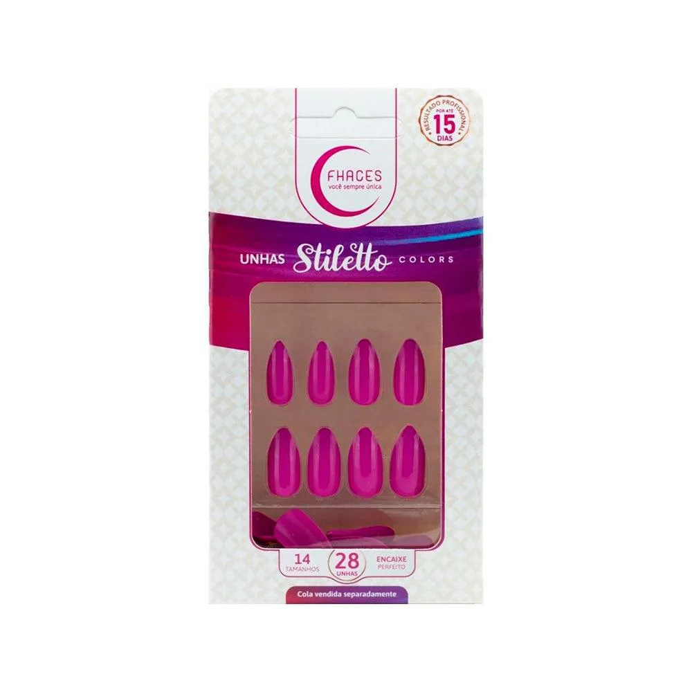 UNHAS POSTIçAS FHACES STILETTO COLORS ROSA FUCSIA UE1306