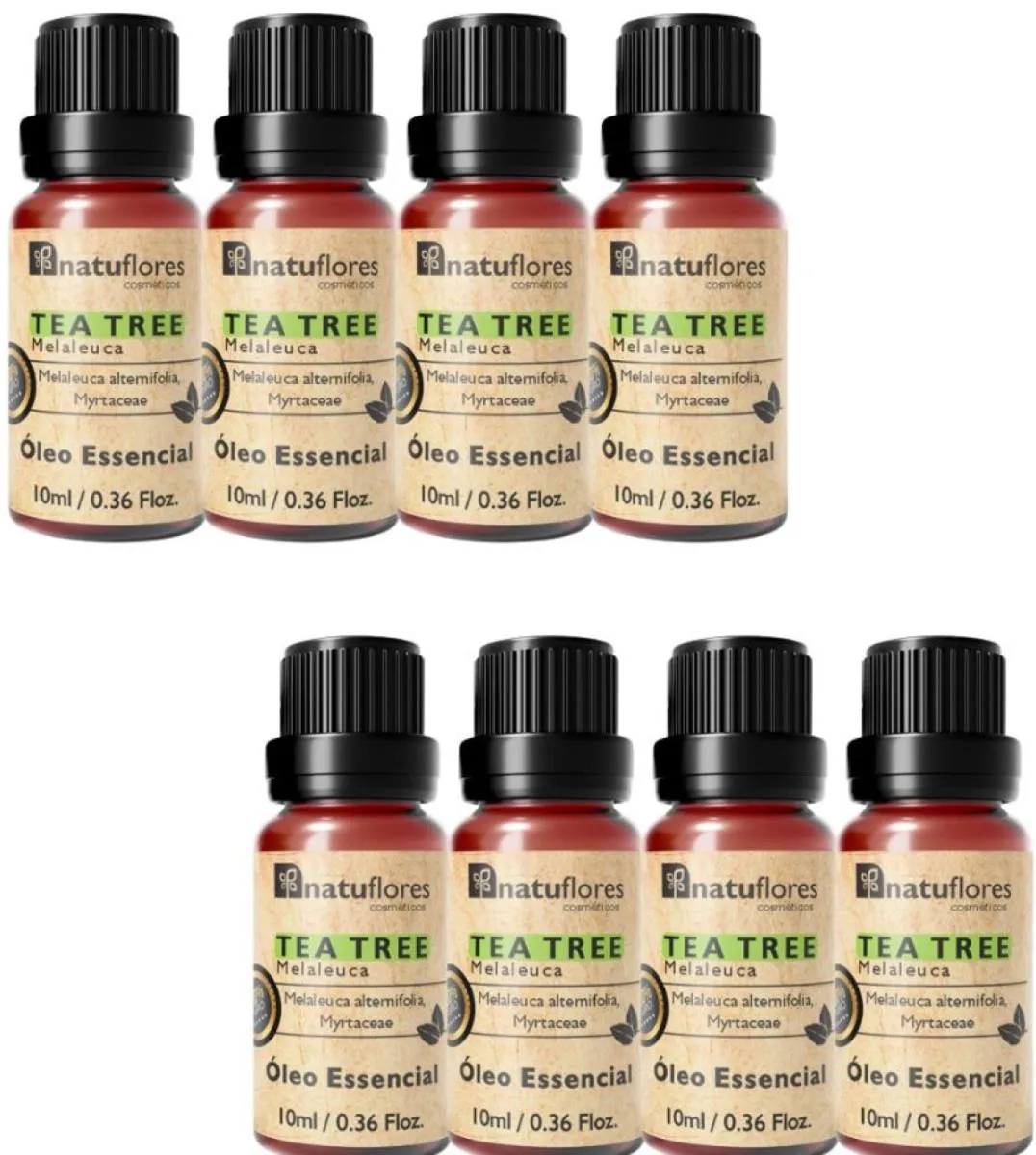 ÓLEO ESSENCIAL TEA TREE (MELALEUCA) 10ML NATUFLORES KIT 8 UND