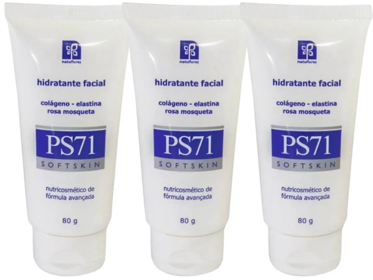 HIDRATANTE FACIAL COLAGENO ROSA MOSQUETA  PS71  80GR NATUFLORES KIT 3UND