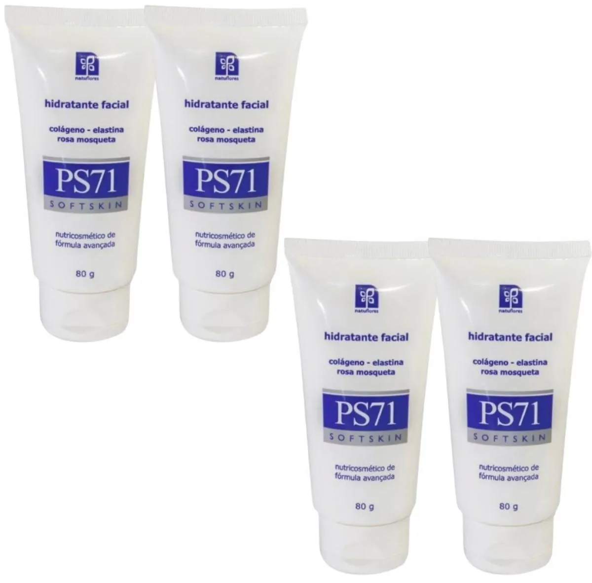 HIDRATANTE FACIAL COLAGENO ROSA MOSQUETA  PS71  80GR NATUFLORES KIT 4UND
