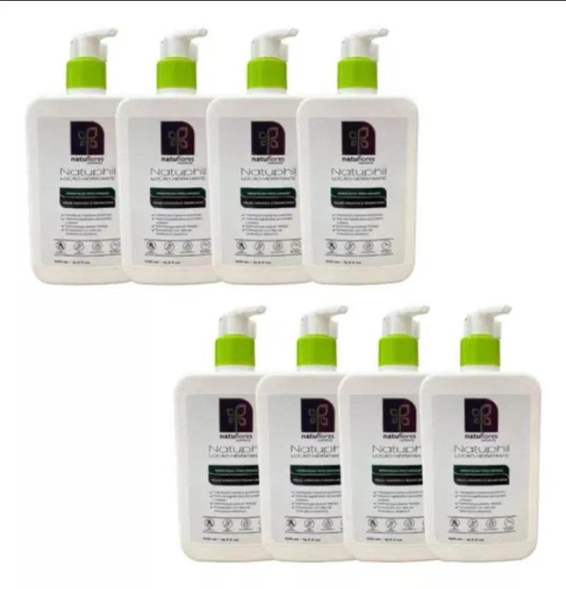LOÇÃO HIDRATANTE PELES SENSIVEIS NATUPHIL 500ML NATUFLORES KIT 8UN