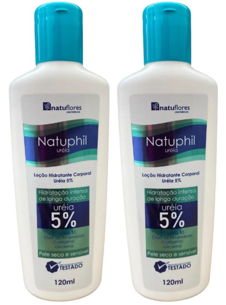 LOÇÃO HIDRATANTE CORPORAL URÉIA 5% NATUPHIL 120ML NATUFLORES 2UN