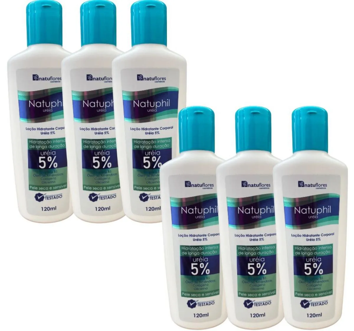 LOÇÃO HIDRATANTE CORPORAL URÉIA 5% NATUPHIL 120ML NATUFLORES 6UN