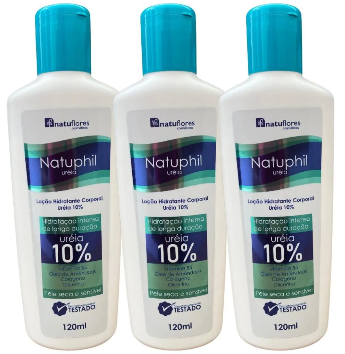LOÇÃO HIDRATANTE CORPORAL URÉIA 10% NATUPHIL 120ML NATUFLORES 3UN