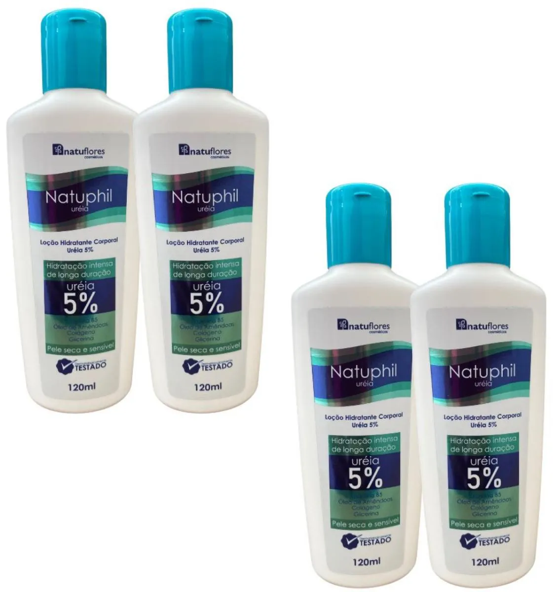 LOÇÃO HIDRATANTE CORPORAL URÉIA 5% NATUPHIL 120ML NATUFLORES 4UN