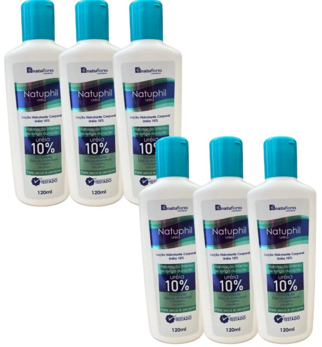 LOÇÃO HIDRATANTE CORPORAL URÉIA 10% NATUPHIL 120ML NATUFLORES 6UN